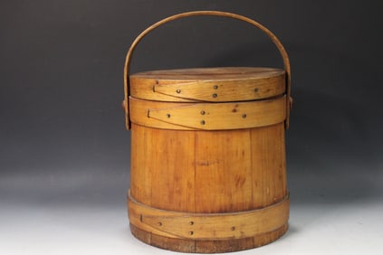 19th C Firkin / Sugar Bucket w/ Finger Bands