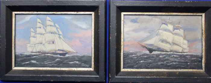 1938 T. Bailey (1866-1951) Sailing Ships O/C