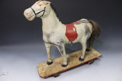 Paper Mache Pull Toy Horse