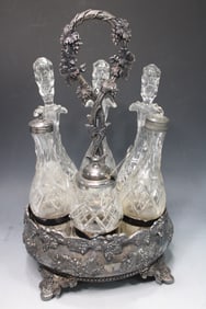 Grape Pattern Victorian Glass Cruet Set