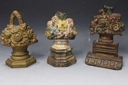 Cast Iron Basket Form Doorstops / Bookends