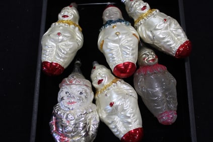 Clown Blown Glass Christmas Ornaments