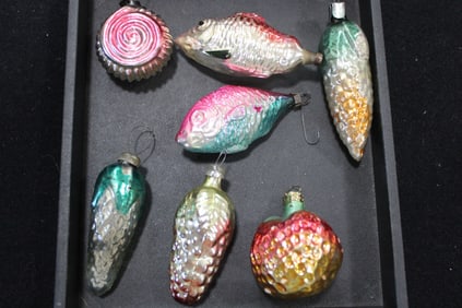 Christmas Blown Glass Iridescent Ornaments