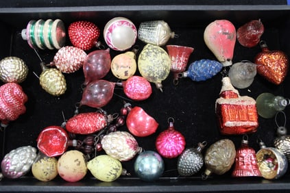 Small Blown Glass Feather Tree Ornaments