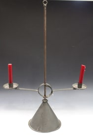 Wrought Iron  & Tin Two-Light Candlestand