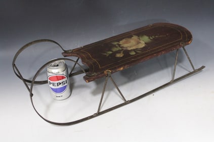 Small Child's Antique Paint-Decorated Sled