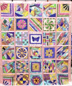 Great Satin Crazy Quilt - Multiple Pattern Squares