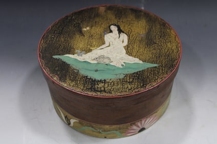 19th Paint-Decorated Round Pantry Box