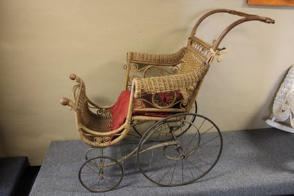 Victorian Wicker Stroller Extra Nice