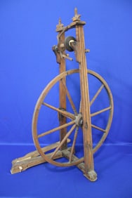19th C Upright Spinning Wheel - Complete