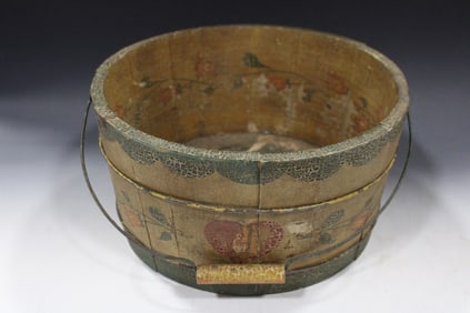 Mustard Painted Wooden Stave Bucket