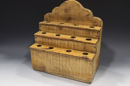 19th C Pine Tabletop Pipe Holder