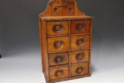 8-Drawer Oak Spice Cabinet