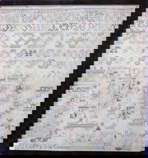 18th C Large Size Extraordinary ABC Sampler #2: Note: Photos are darker than the actual sampler. 18th C Large Size Extraordinary ABC Sampler #2 - tiny all over stitches / needlework, dated 1778, one of two (Lot 070A) probably both done by the same