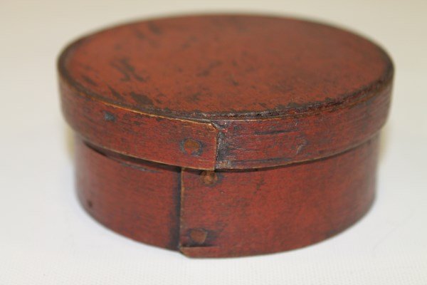 Red Painted Miniature Pantry Box: 3 1/4 H x 1 1/4 W, part of miniature pantry box collection in this sale