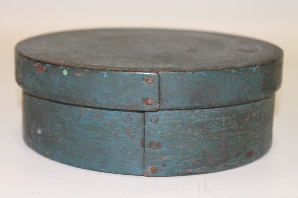 Blue/Green Painted Pantry Box: 6 1/2 W x 2 1/4 H