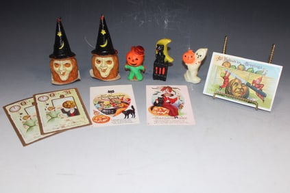 1960-70s Wax Halloween Candles & Postcards