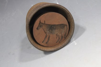 Wooden Butter Mold w/Carved Bull / Steer / Cow
