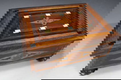 Mid-Century Marquetry Jewelry Box w/ Dividers