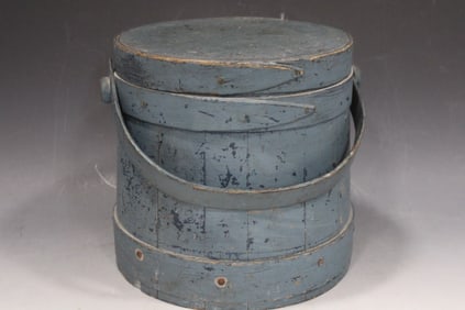 19th C Blue Painted Firkin / Sugar Bucket