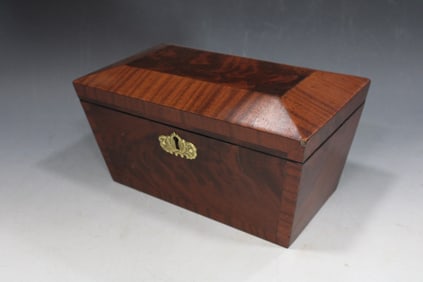 Antique Wooden Sarcophagus Tea Caddy