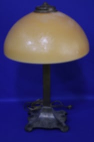Unsigned Lamp Base w/ Iced Glass Shade