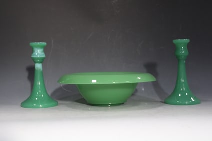 1920s Unmarked Northwood Jadeite Console Set