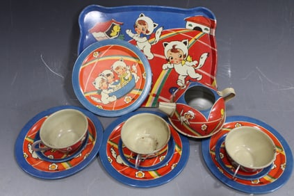 1940-50s Ohio Art Children's Tea Set No. 107