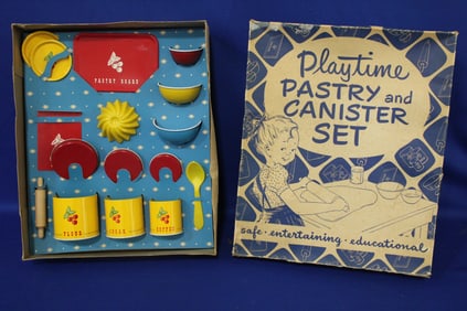 1940-50 Ohio Art Children's Pastry & Canister Set NOS