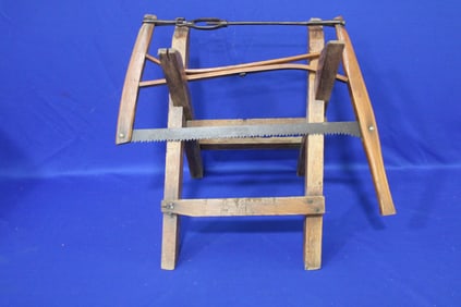 Rare Child's / Salesman Sample Buck Saw & Stand
