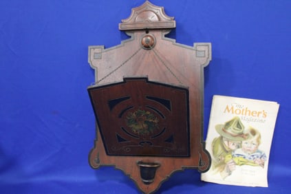 Victorian Walnut Wall Mount Magazine Holder