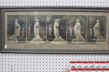 1910s 5 Framed Bride's Wedding Colored Photos