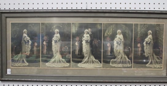 1910s 5 Framed Bride's Wedding Colored Photos