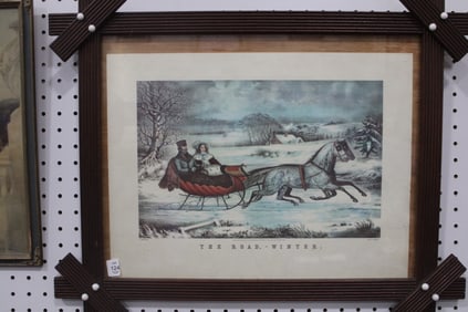 Colored Lithograph, N. Currier "The Road-Winter"
