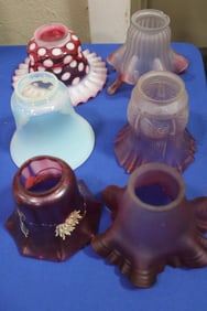 Group of 6 Victorian Glass Single Lamp Shades