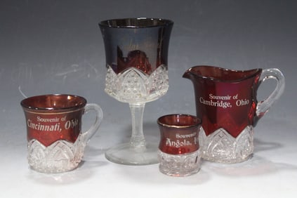 19 to Early 20th C Flash Glass Souvenirs
