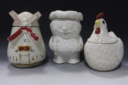 Hen, Pillsbury Doughboy & Cow Cookie Jars