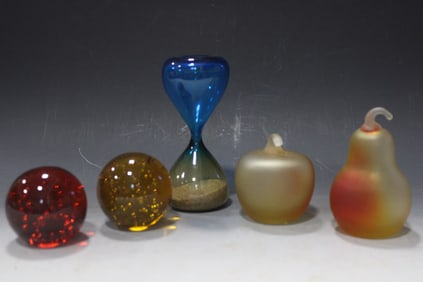 Blown Glass Hour Glass & Paperweights