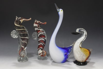 Blown Art Glass Sculptures Seahorses & Others