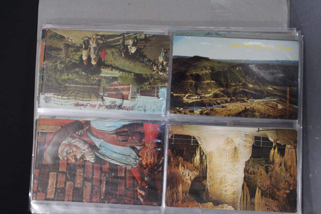 Lot of 2 Albums of Postcards - Mostly USA: 1920-70s, appx 276, most with blank backs, most all in excellent shape, never removed from the plastic page holders.