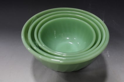 Set of 4 Jadeite Fire-King Mixing Bowls