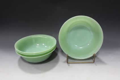 Set of 4 Fire-King Jadeite Vegetable Bowls w/ Ridges
