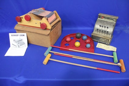 1949 Weaving Toy in o/Box; Putting Toy; Cash Register