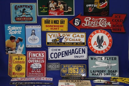 Boxlot of Misc Vintage / 1960-80s Signs and More