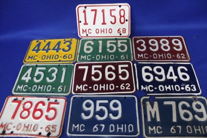 10 Ohio Motorcycle License Plates 1960