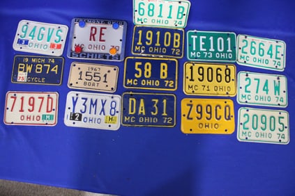 Lot of 10 1970s Motorcycle Plates