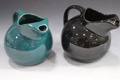 Lot of 2 Hall China Round Ball Pitcher w/ Ice Lip  633