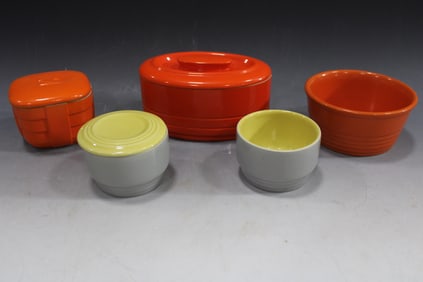 Lot of 5 Hall China Refrigerator Covered Bowls