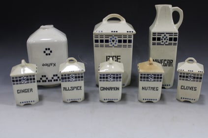 Dated 1946 Ceramic Spice Set Marked Germany