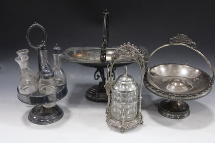 Lot of 4 Victorian Silverplated Table Items
